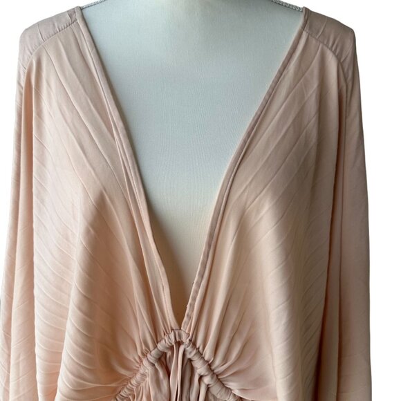 FREE PEOPLE Deep V Peach Gathered Dress Size XS - Picture 3 of 8
